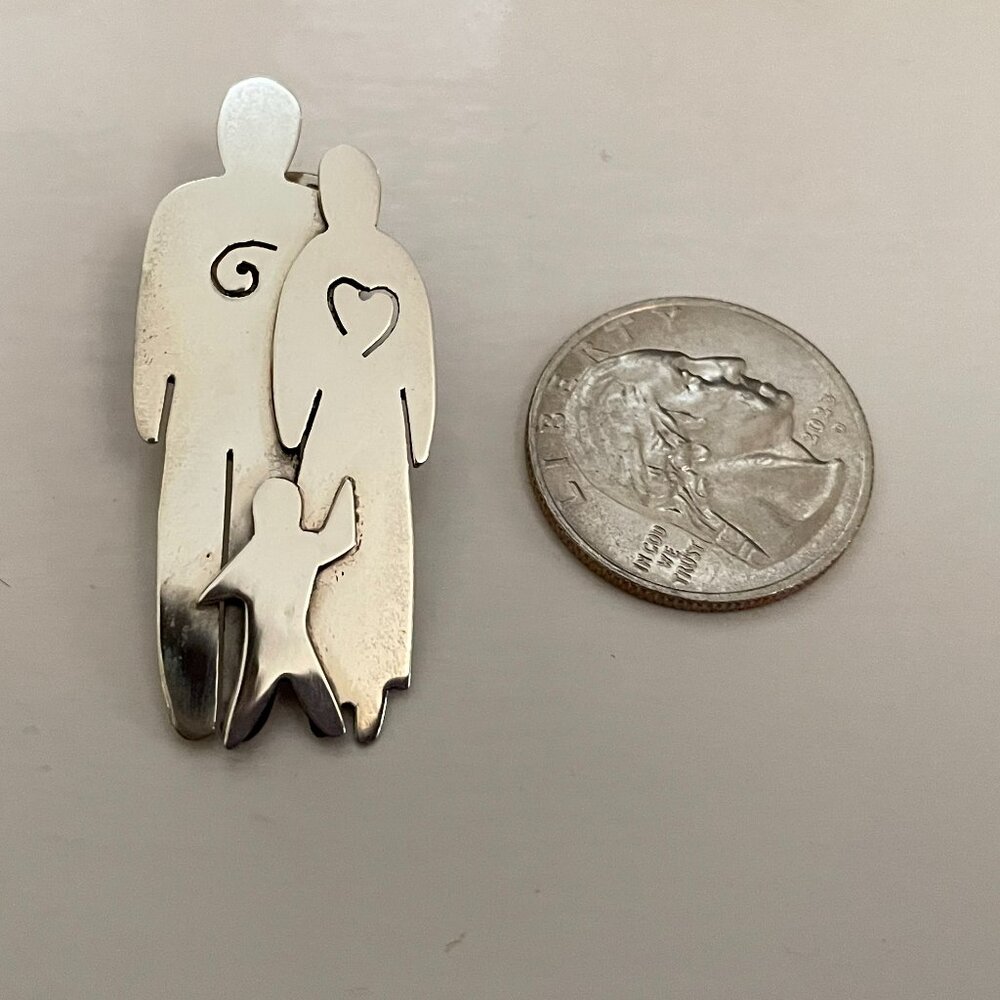 Vintage sterling silver family pin